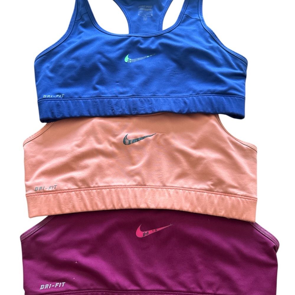 Nike Dri-FIT Sports Bra Set - Blue, Peach, and Purple